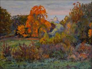 An Autumn Motif with Kuntick hora off The Bridge over Labe in Kuntice, 2015, oil on canvas panel (60x80)